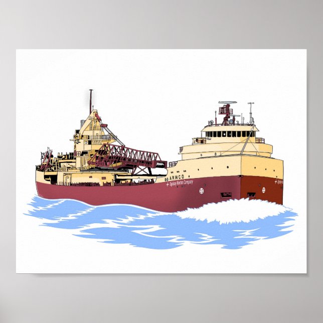 Great Lakes freighter Armco self-unloader Poster (Front)