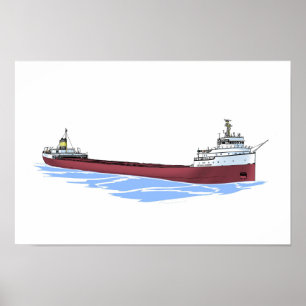 Great Lakes freighter Arthur B. Homer stretched Poster