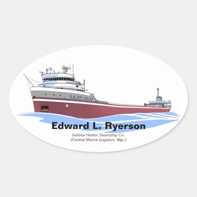 Great Lakes freighter Edward L. Ryerson CML Oval Sticker (Front)