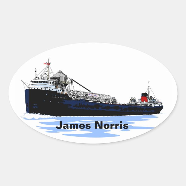 Great Lakes Freighter James Norris Oval Sticker (Front)