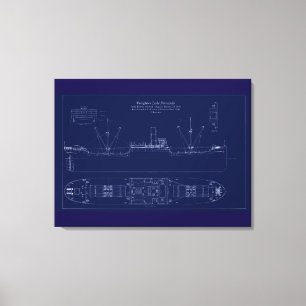 Great Lakes Freighter Lake Fernando Blueprint Canvas Print
