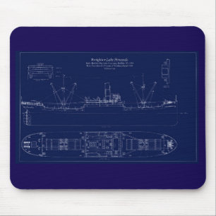 Great Lakes Freighter Lake Fernando Blueprint Mouse Pad