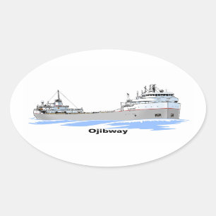 Great Lakes freighter Ojibway Oval Sticker