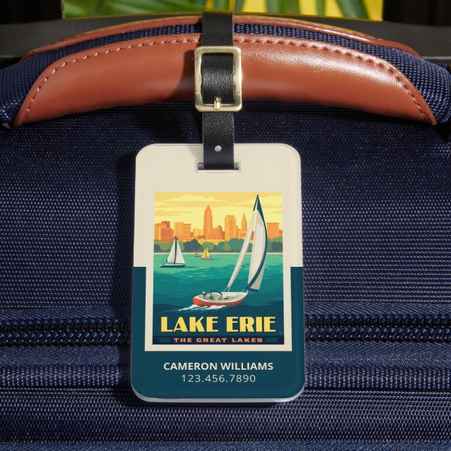 Great Lakes | Lake Erie Luggage Tag (Front Insitu 2)