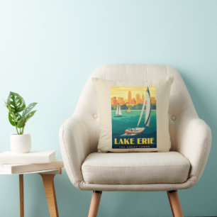 Great Lakes   Lake Erie Throw Pillow