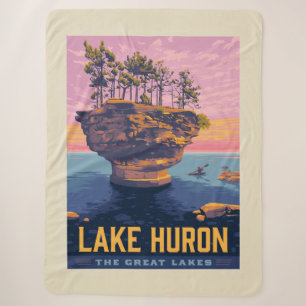 Great Lakes   Lake Huron Sherpa Blanket