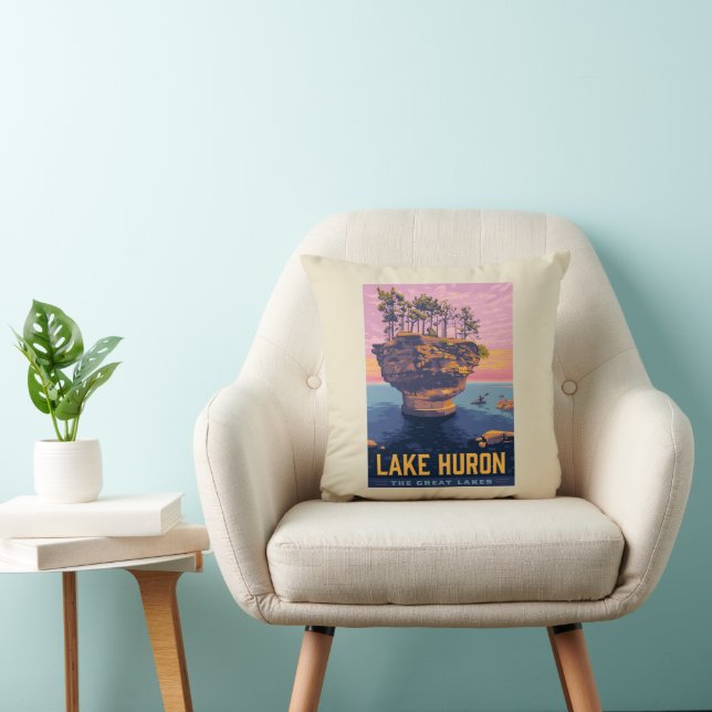 Great Lakes | Lake Huron Throw Pillow (Chair)
