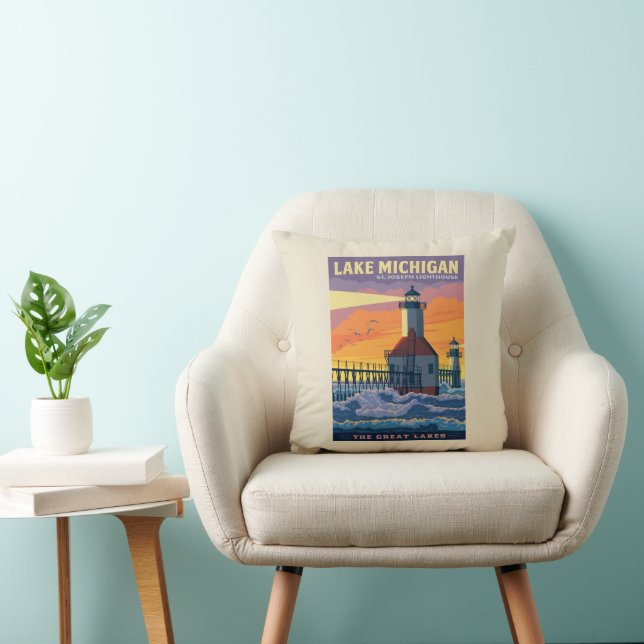 Great Lakes | Lake Michigan Throw Pillow (Chair)