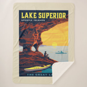Great Lakes   Lake Superior Sherpa Blanket