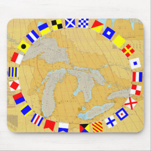Great Lakes Nautical Chart & Signal Flags Mousepad