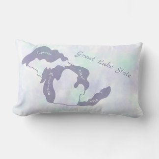 Great Lakes of Michigan Watercolor Map Lumbar Pillow