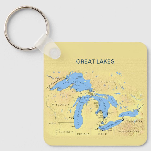 Great Lakes of North America Keychain (Front)
