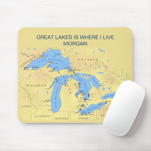 Great Lakes of North America Mouse Pad (With Mouse)