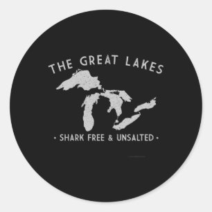 Great Lakes Shark Free And Unsalted Classic Round Sticker