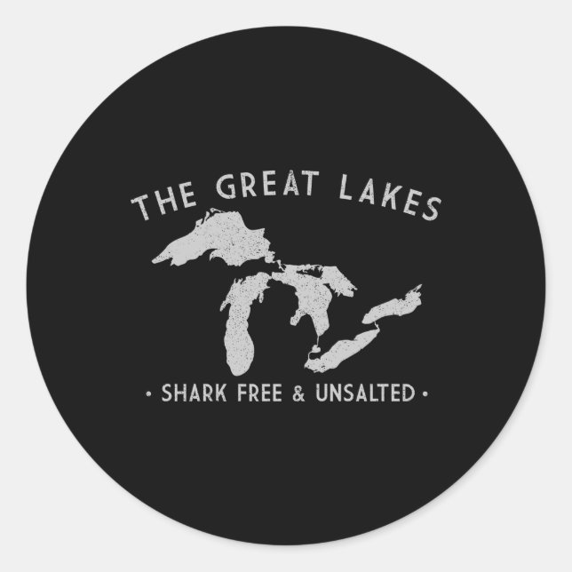Great Lakes Shark Free And Unsalted Swea Classic Round Sticker (Front)