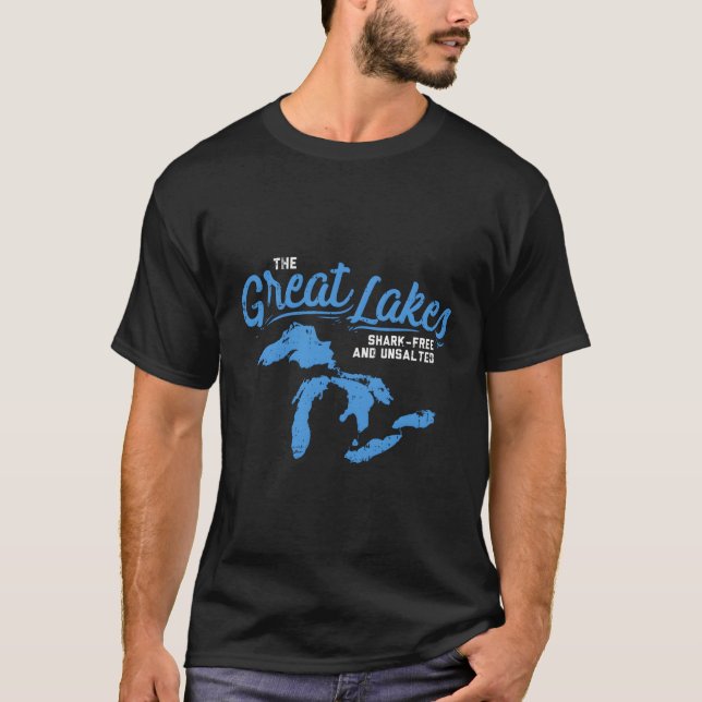 Great Lakes Shark Free Unsalted Summer Vacation La T-Shirt (Front)
