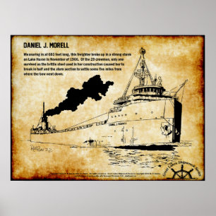 Great Lakes Shipwreck Series:  Daniel J Morrell Poster
