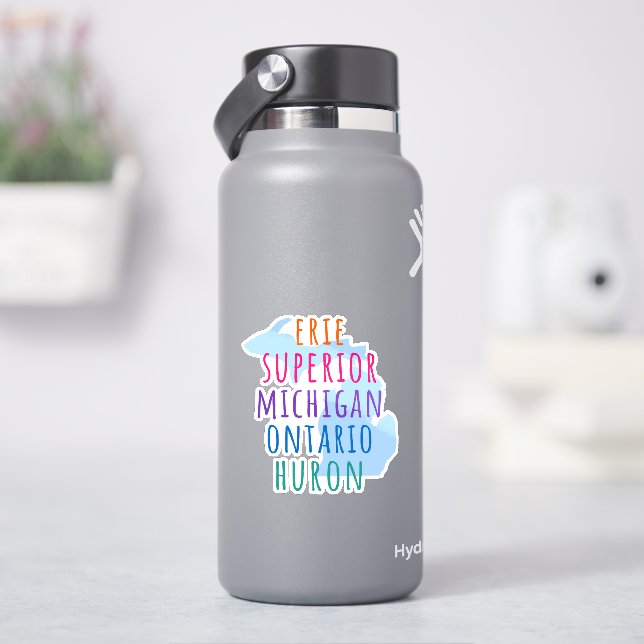 Great Lakes Simple Text Mitten State Sticker (HydroFlask)