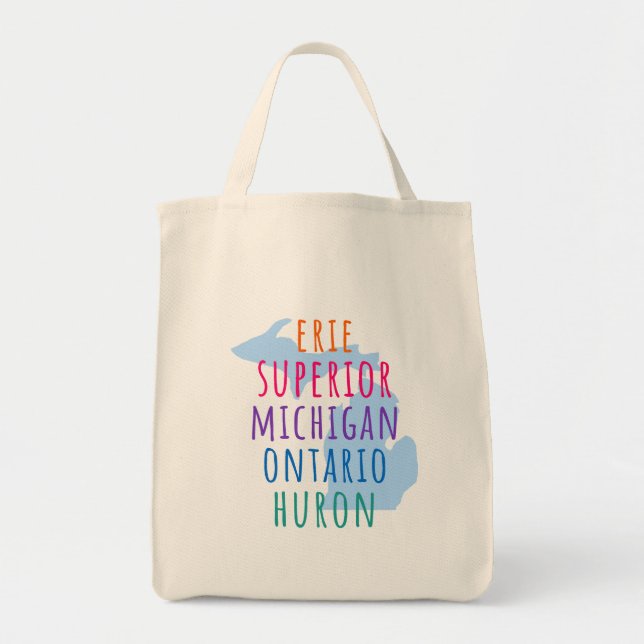 Great Lakes Simple Text Mitten State Tote Bag (Front)