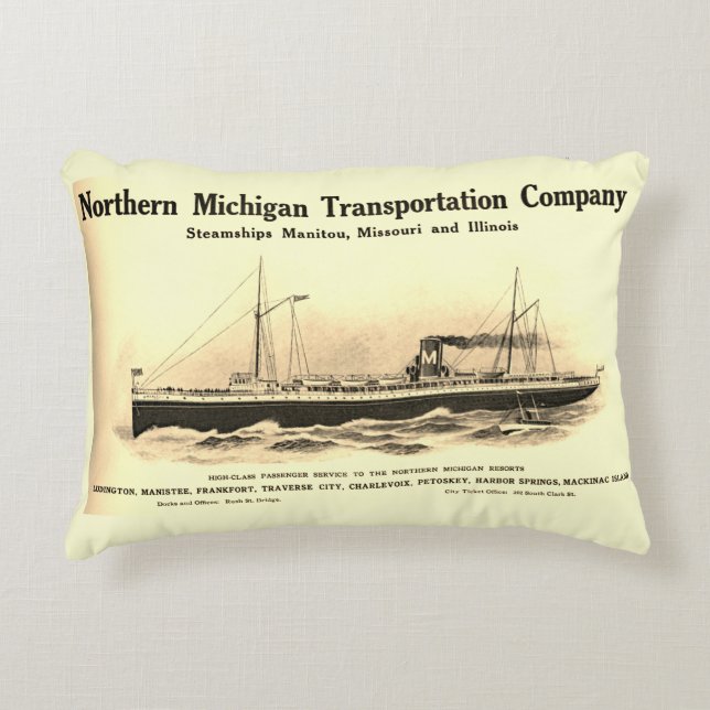 Great Lakes Steamship Company Lake Michigan ship Accent Pillow (Front)