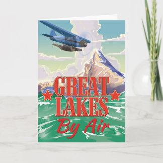 Great Lakes USA vintage travel poster. Holiday Card