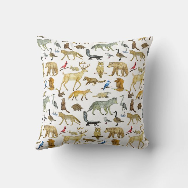 Great Lakes Wildlife Throw Pillow (Back)