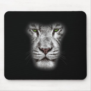 Great Lion Cat Face With Dark Green Eyes Crazy Art Mouse Pad