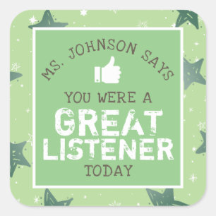 Great Listener   Personalized Teachers Square Sticker
