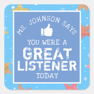 Great Listener   Personalized Teachers Square Sticker