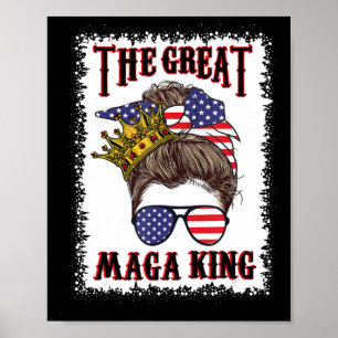 Great Maga king th Of July Messy Bun USA Flag for  Poster
