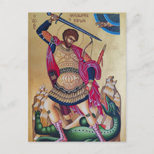 Great Martyr Theodore of Tyro Orthodox Icon        Postcard