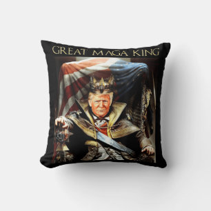 Great Mega King USA Flag Ultra Maga Trump Throw Pillow
