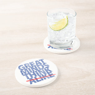 Great Minds Think Blue Text Coaster