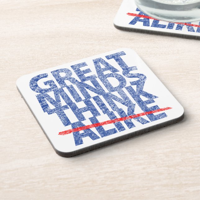 Great Minds Think Blue Text Coaster (Left Side)