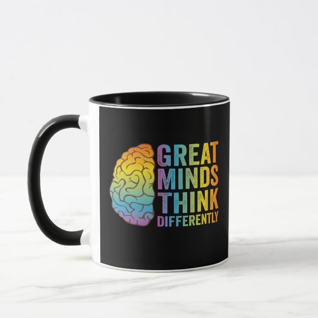 Great Minds Think Differently Adhd Neurodivergent  Mug (Left)