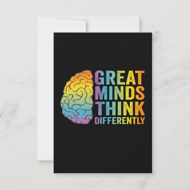 Great Minds Think Differently Adhd Neurodivergent  Thank You Card (Front)
