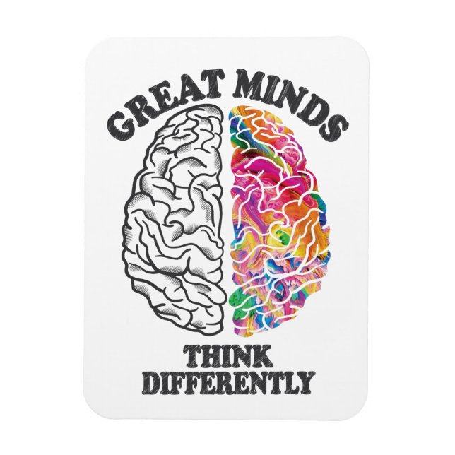 Great Minds Think Differently Brain Magnet (Vertical)