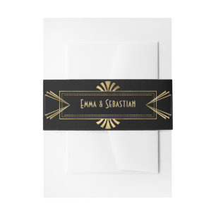 Great Monogrammed art deco wedding  Invitat Invitation Belly Band