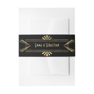 Great Monogrammed art deco wedding Invitat Invitation Belly Band