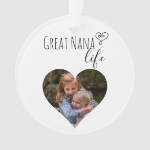 Great Nana Life Grandmother Photo Heart Gift Ornament