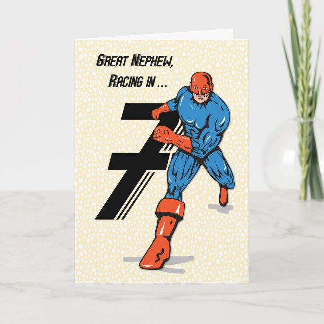 Great Nephew 7th Birthday Superhero Card (Front)