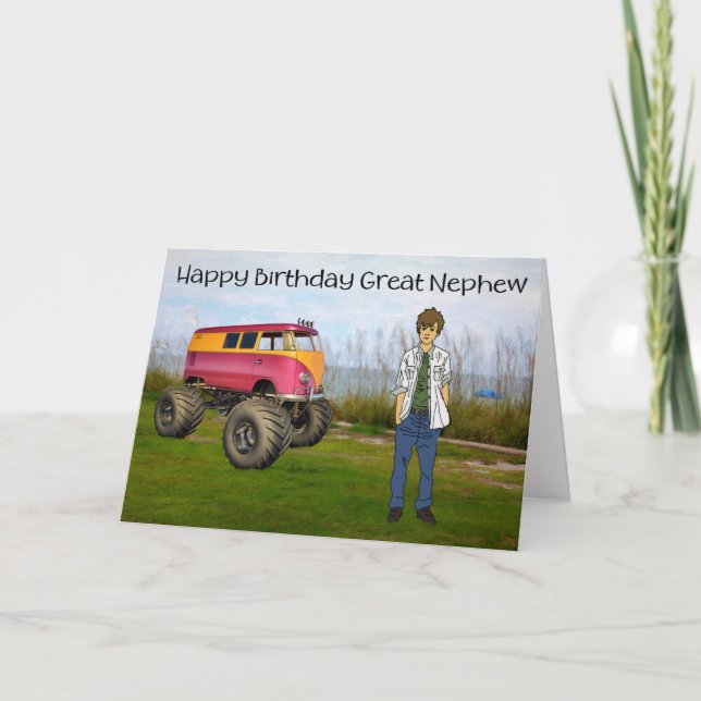 Great Nephew by the Beach with Cool Wheels Card (Front)