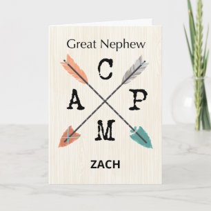 Great Nephew Camp Personalize Name Arrows Card