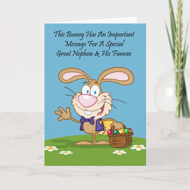 Great Nephew & Fiancee Humour Easter Card (Front)