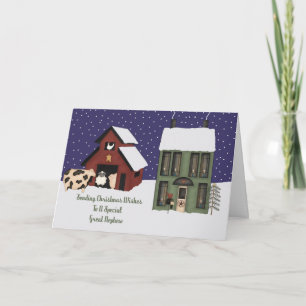 Great Nephew Prim Farm Christmas Holiday Card