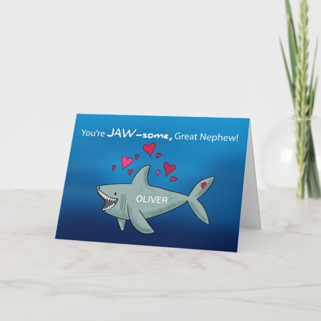Great Nephew Valentines Day Shark Card (Front)