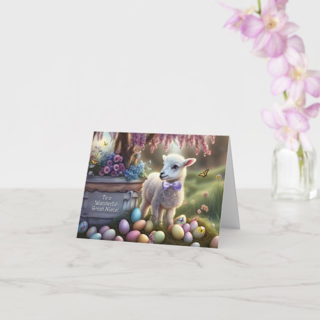 Great Niece Happy Easter Cute Animals and Eggs  Card (Orchid)