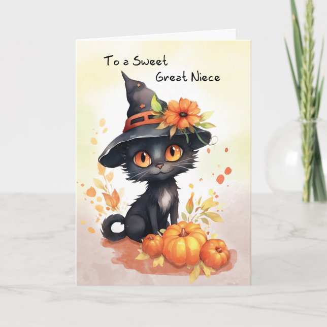 Great Niece Sweet Halloween Cat Card (Front)
