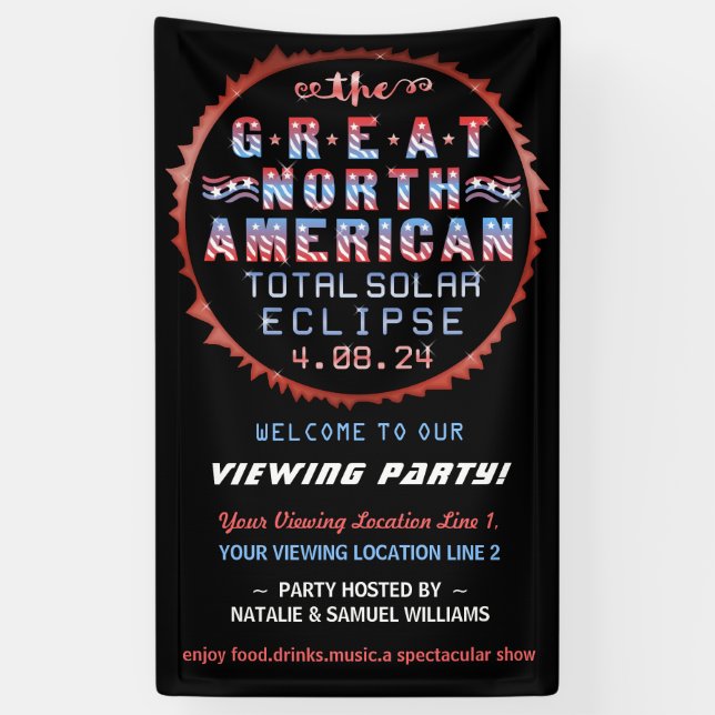 Great North American Solar Eclipse Viewing Party Banner (Vertical)