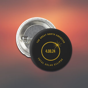 Great North American Total Solar Eclipse 04.08.24 1 Inch Round Button
